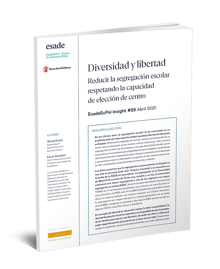 Informe "Diversidad y libertad: reducir la segregación escolar respetando la capacidad de elección de centro"