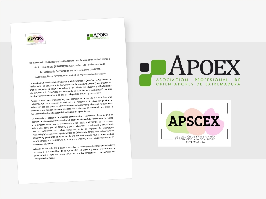 Comunicado conjunto de APOEX y APSCEX (Asociación de Profesorado de Servicios a la Comunidad de Extremadura)